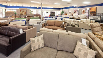 Seating furniture and mattress displayed in store