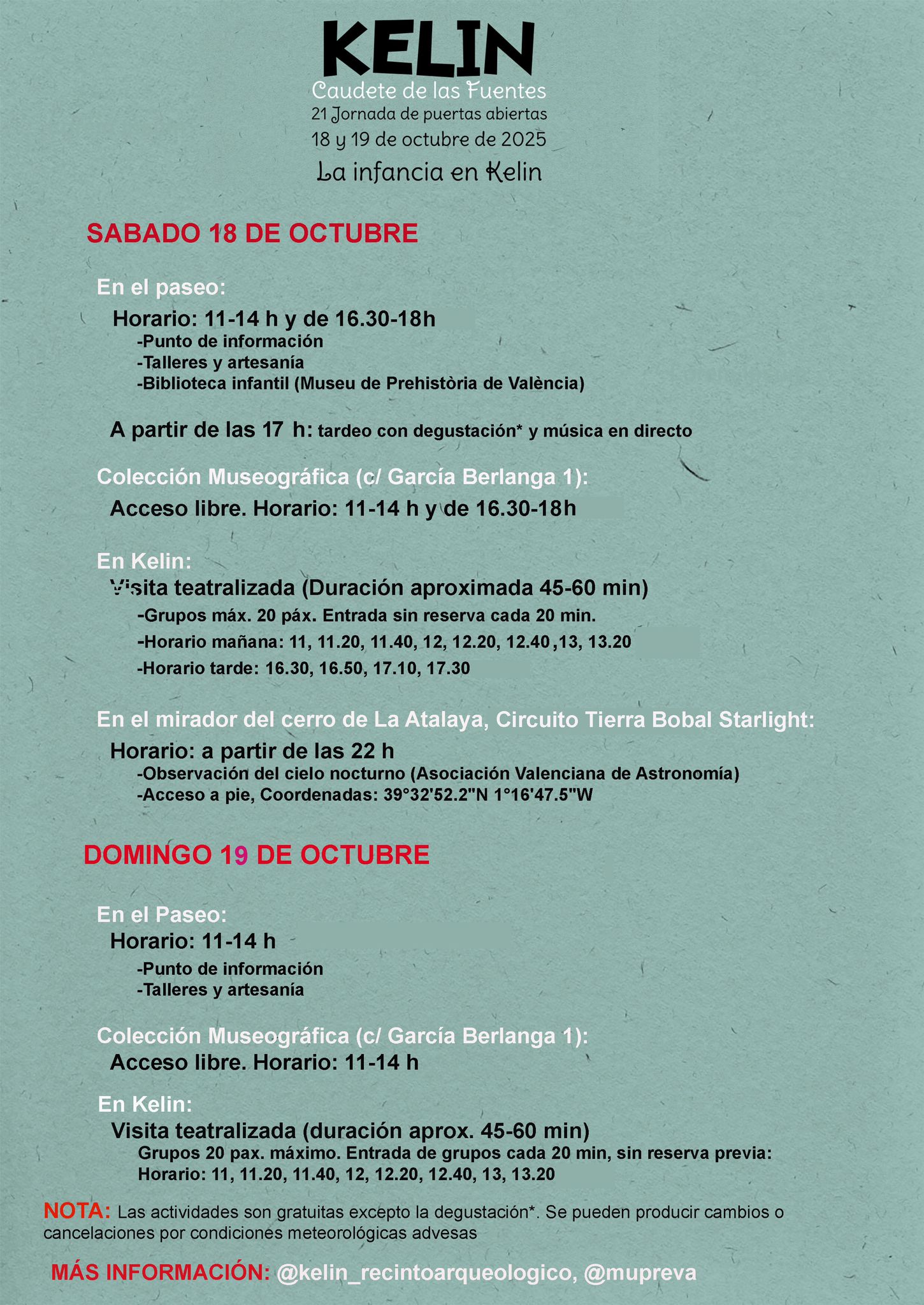 JORNADAS DE PUERTAS ABIERTAS Yacimiento Arqueológico de KELIN